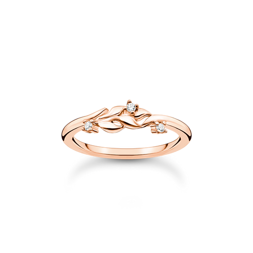 Thomas Sabo Ring leaves with white stones rosegold size 52