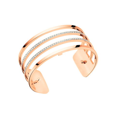 Les Georgettes Paralleles 25mm rose gold CZ Cuff Bracelet