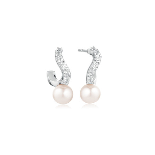 EARRINGS PONZA CREOLO - WITH FRESHWATER PEARL AND WHITE ZIRKONIA