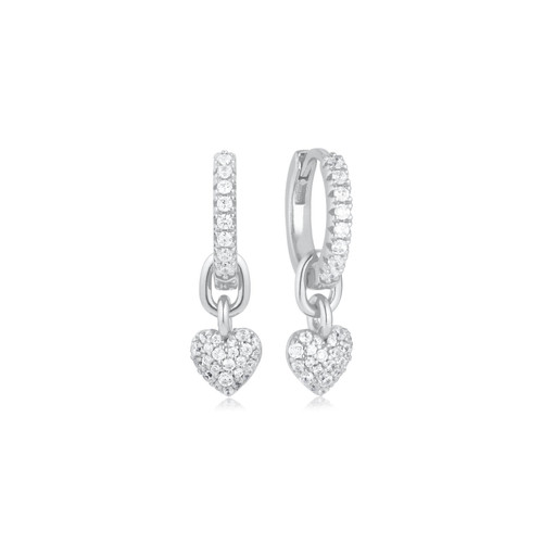 EARRINGS CARO CREOLO - WITH WHITE ZIRCONIA, DETACHABLE CHARM