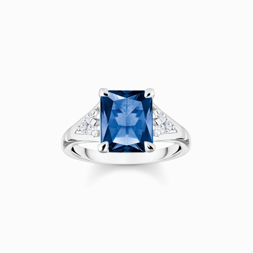 Thomas Sabo Ring with blue and white stones silver
