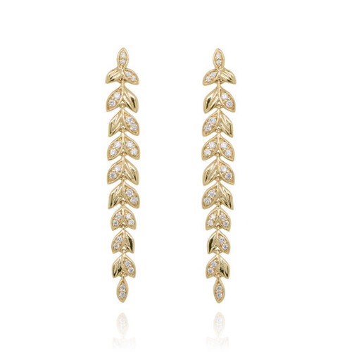 Mark Milton 9ct Yellow Gold Diamond Vine Drop Earrings
