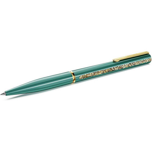 Swarovski Crystal Shimmer Glide ballpoint pen, Green, Green lacquered, Gold-tone plated