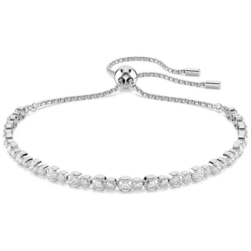 Swarovski Matrix Tennis bracelet, Mixed round cuts, White, Rhodium plated