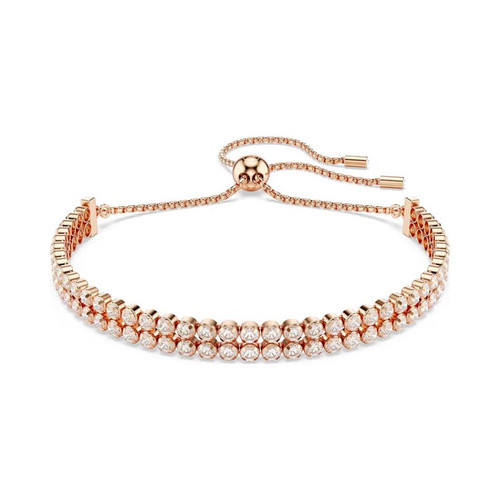 Swarovski Matrix Tennis bracelet, Round cut, White, Rose gold-tone plated