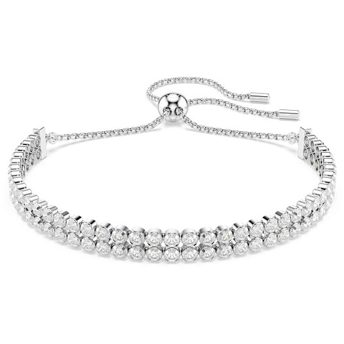 Swarovski Matrix Tennis bracelet, Round cut, White, Rhodium plated